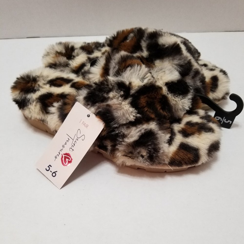 New Secret Treasures Leopard Lug Sole Slide Slippers - Size 5/6